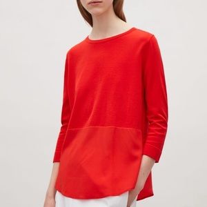 COS cotton and silk mixed media top.